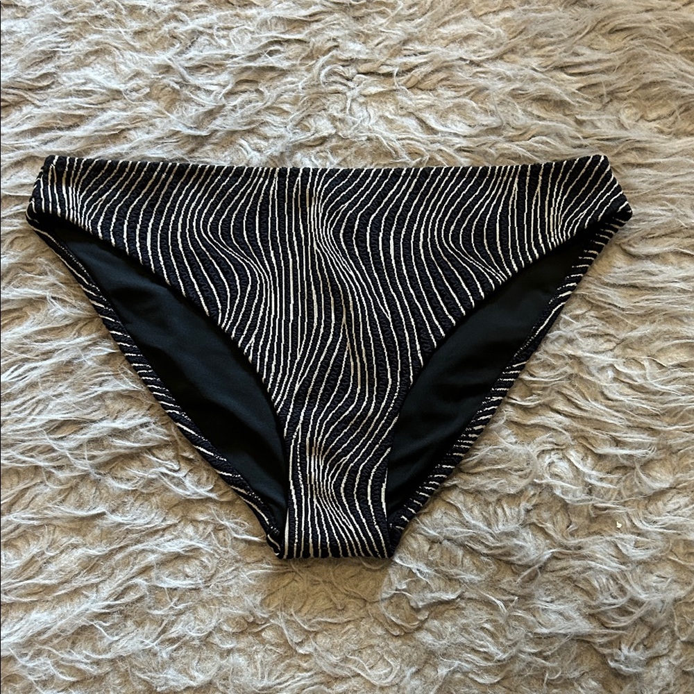 NWT Oysho Black and Tan Striped Upf 40‎ Bikini Bottom